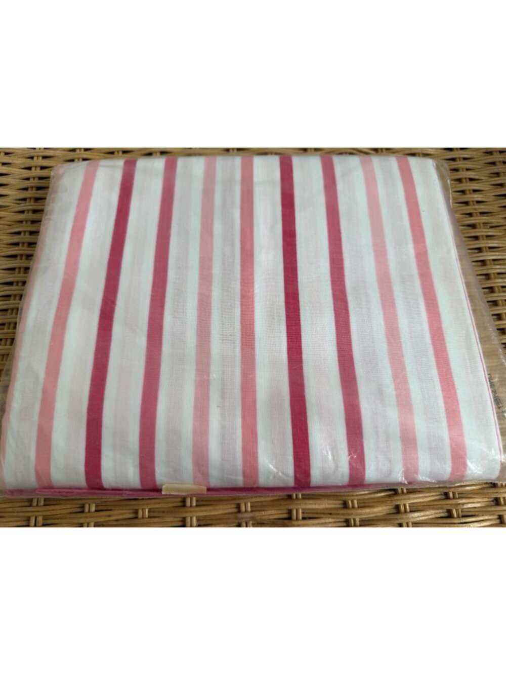 Vintage 60s Dan River Cotton Flat Sheet Pink Stripe Twin NOS - Picture 5 of 9